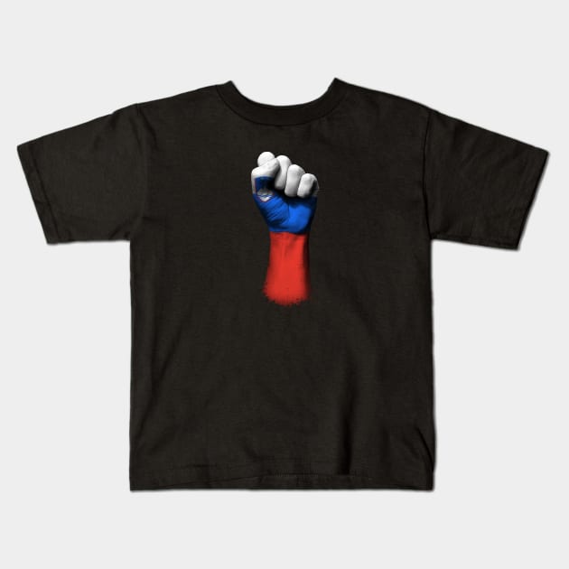 Flag of Slovenia on a Raised Clenched Fist Kids T-Shirt by jeffbartels